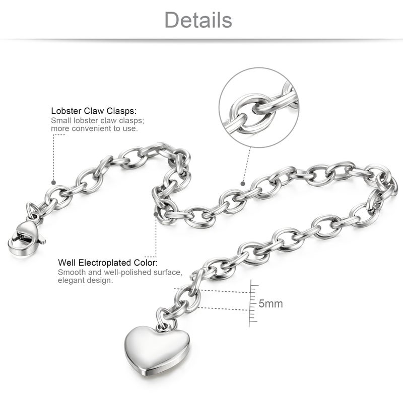 Jstyle Jewelry Women's Heart Charm Bracelets Stainless Steel Link Bracelet Birthday Gifts for Women Jewelry - Image 4