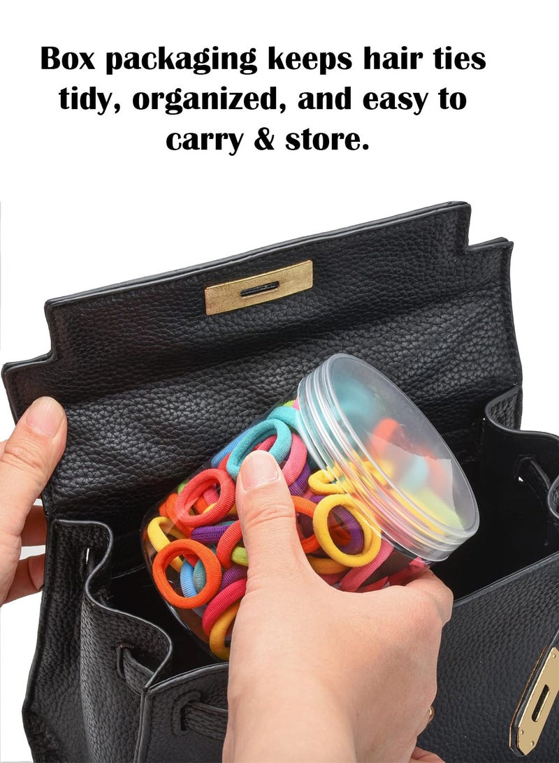 Lelet 100pcs Small Hair Ties Band for Thick and Curly Hair Ponytail Holders Soft & Seamless Baby Hair Ties, Hair Elastic Band for Women or Baby Girls With Box- Candy - Image 4