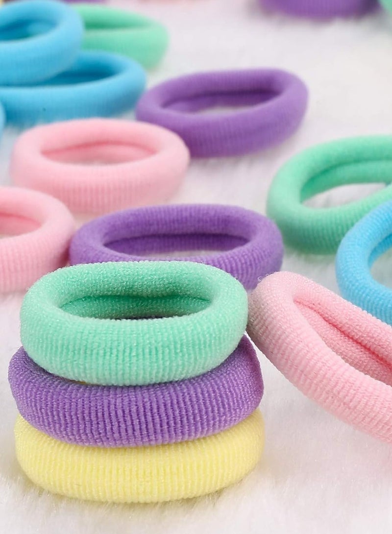 Lelet 100pcs Small Hair Ties Band for Thick and Curly Hair Ponytail Holders Soft & Seamless Baby Hair Ties, Hair Elastic Band for Women or Baby Girls With Box- Candy - Image 3