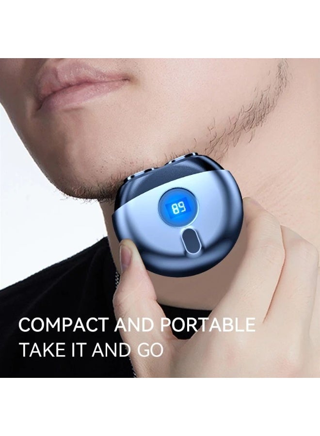 Y&D Mini Shaver Portable Electric Pocket Shave Micro Vibration Bass Motor USB Washable Facial Hair Remover Small Flexible Razors Compact Round Shaving Machines Travel for Men (Gold) - Image 2