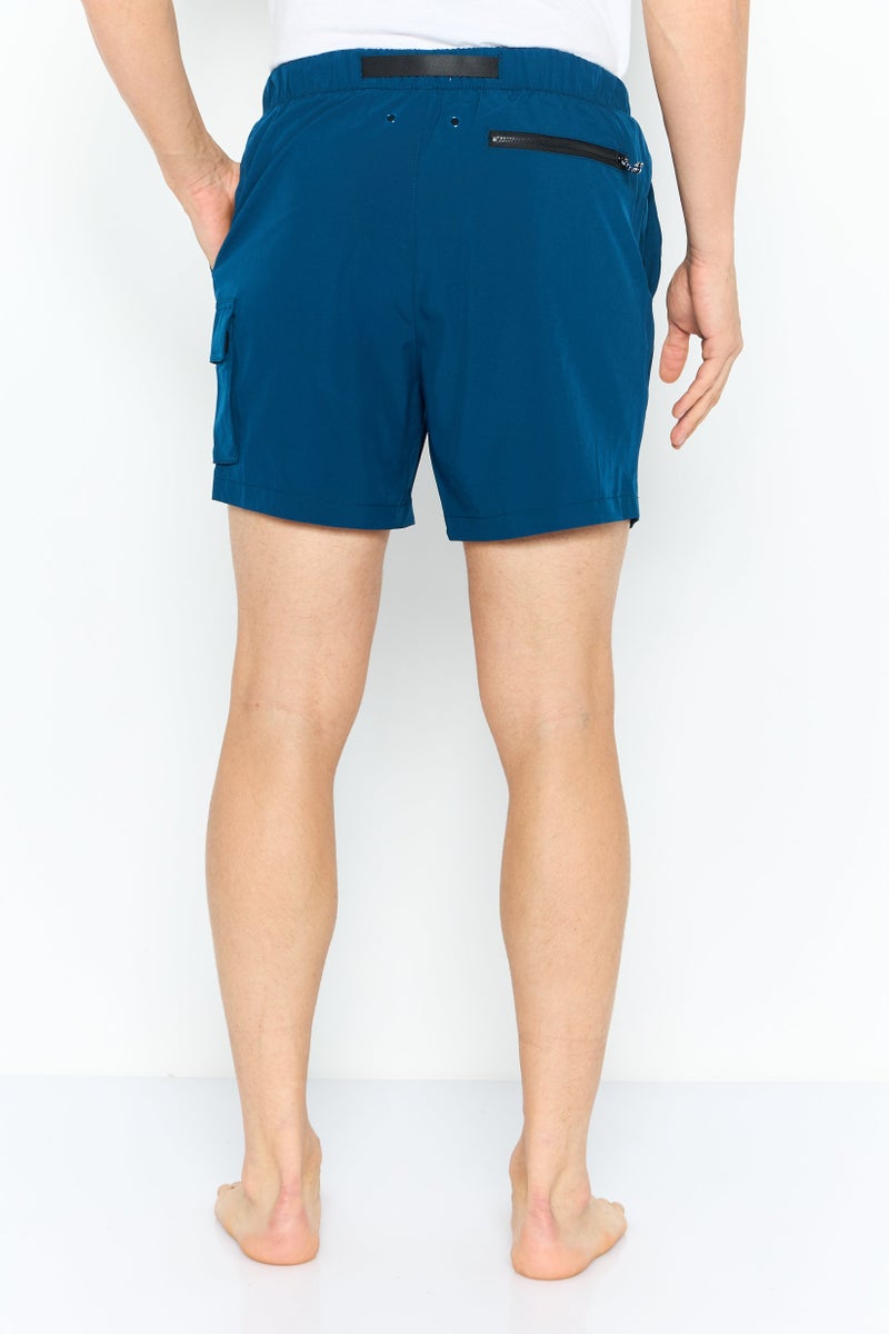 DKNY Men Brand Logo Board Shorts, Blue - Image 4