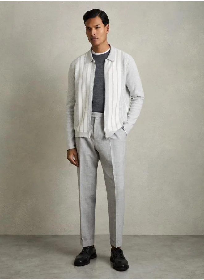 REISS Ls Zip Through Stripe Knitted Jacket