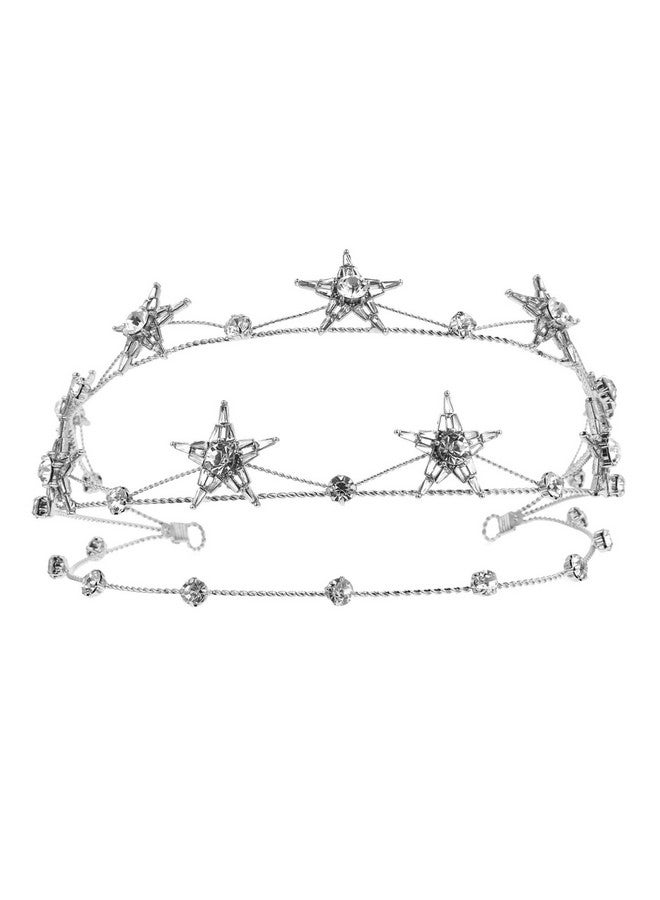 Beaupretty Eaupretty Bling Rhinestone Star Crown Star Crystal Tiara And Crown Bridal Headpiece Alloy Hairband Wedding Jewelry For Women Girls Silver - Image 1