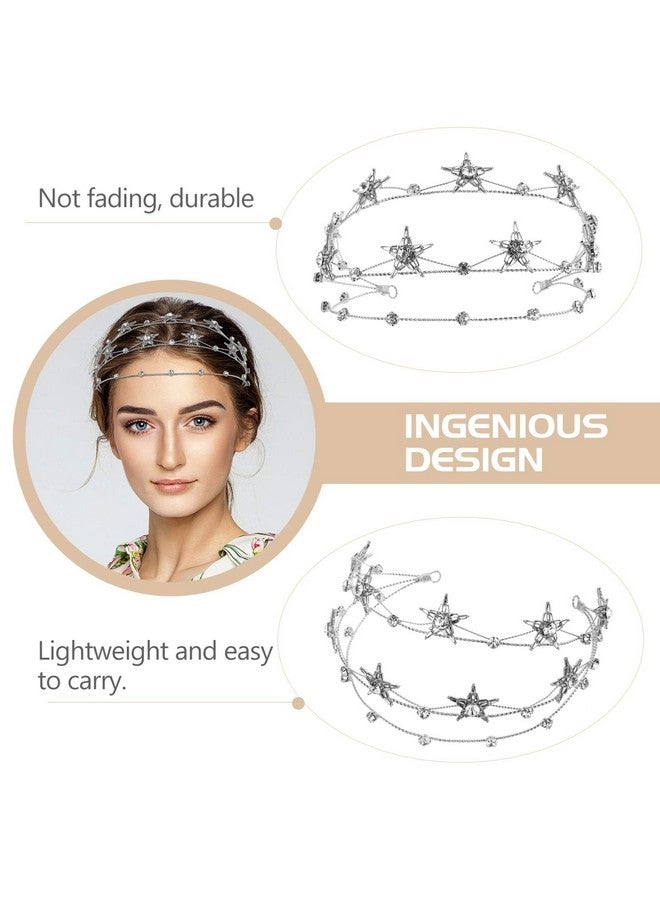 Beaupretty Eaupretty Bling Rhinestone Star Crown Star Crystal Tiara And Crown Bridal Headpiece Alloy Hairband Wedding Jewelry For Women Girls Silver - Image 4