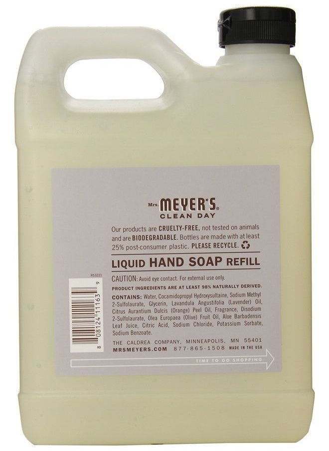 Mrs. Meyer's Clean Day - عبوة إعادة تعبئة صابون اليد السائل - لافندر - 33 أونصة سائلة (عبوة واحدة) - Image 1