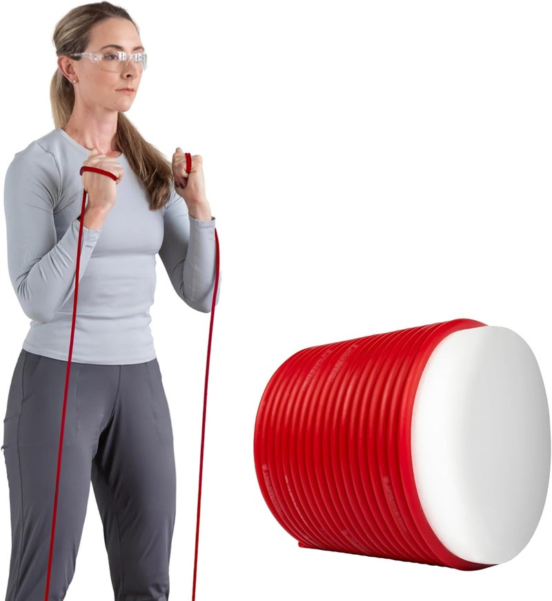 TheraBand أنابيب مقاومة اللاتكس الاحترافية من ثيرا بان - 25 قدم، أحمر، متوسط للتمارين الأساسية وكامل الجسم - Image 1