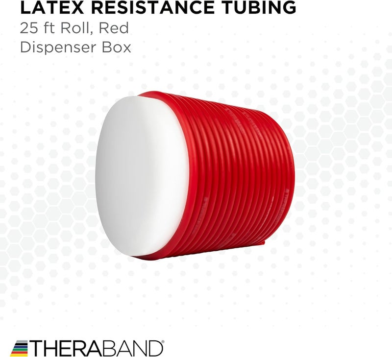 TheraBand أنابيب مقاومة اللاتكس الاحترافية من ثيرا بان - 25 قدم، أحمر، متوسط للتمارين الأساسية وكامل الجسم - Image 2