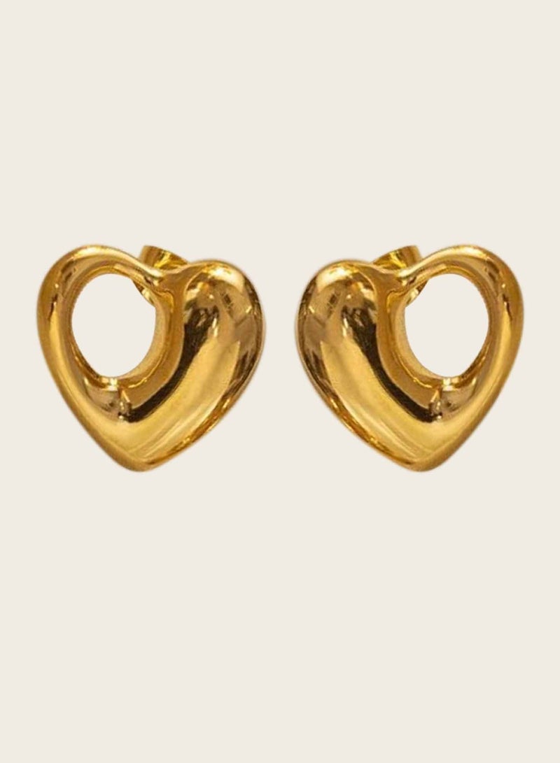 كاف كريشنس أقراط على شكل قلب، من الفولاذ المقاوم للصدأ مطلي بالذهب عيار 18 قيراط، تصميم مفتوح | النساء والفتيات - Image 3