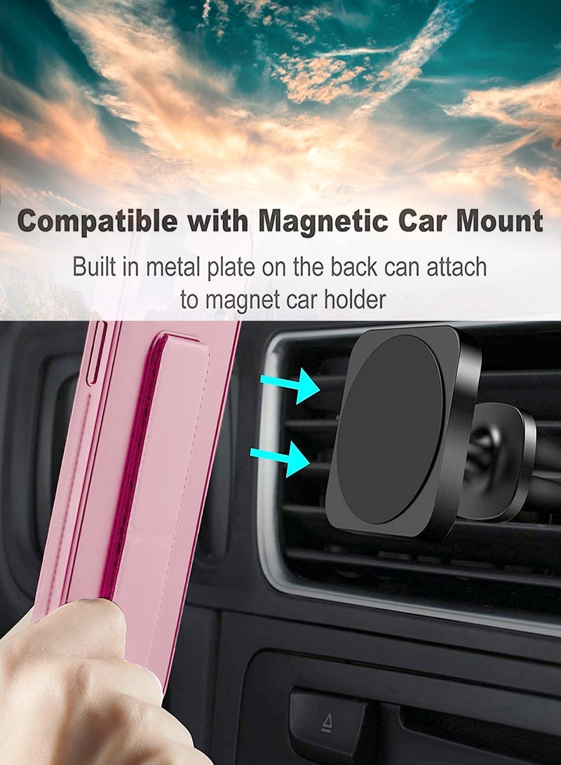 Wtech Xiaomi Redmi Note 14 Pro+ / Redmi Note 14 Pro Plus 5G 2024 Hand Grip Foldable Magnetic Kickstand Wrist Strap Finger Grip with Built-in Iron Case Cover - Pink - Image 3