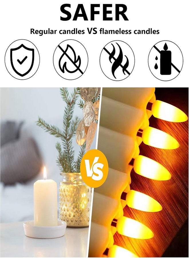 شموع LED بدون لهب مع جهاز تحكم عن بعد، 6 قطع شموع عاجية تعمل بالبطارية 3D متلألئة - شموع طولها 10 بوصات واقعية للمنزل والزفاف والعشاء على ضوء الشموع - Image 4