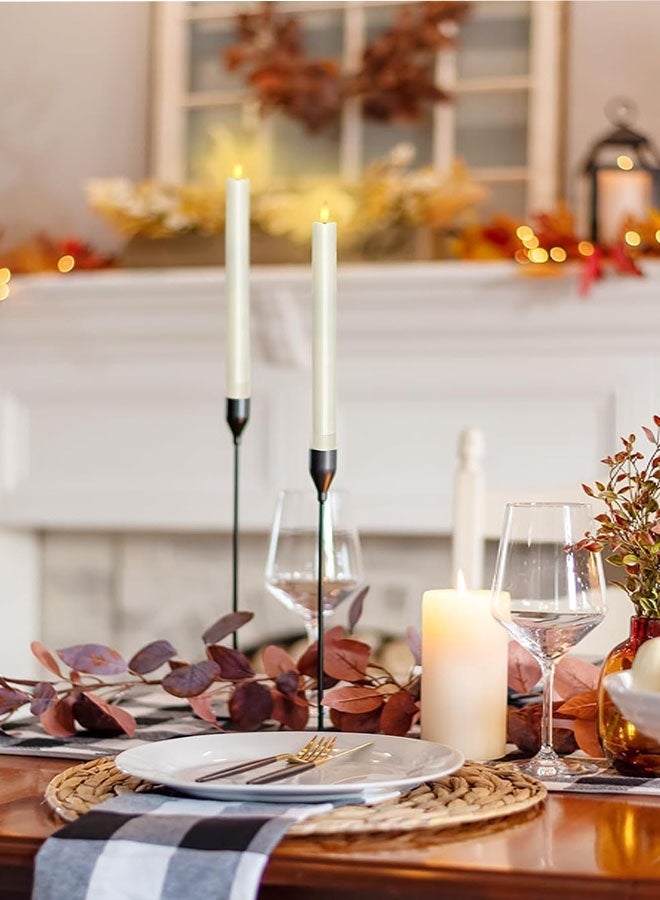 شموع LED بدون لهب مع جهاز تحكم عن بعد، 6 قطع شموع عاجية تعمل بالبطارية 3D متلألئة - شموع طولها 10 بوصات واقعية للمنزل والزفاف والعشاء على ضوء الشموع - Image 5