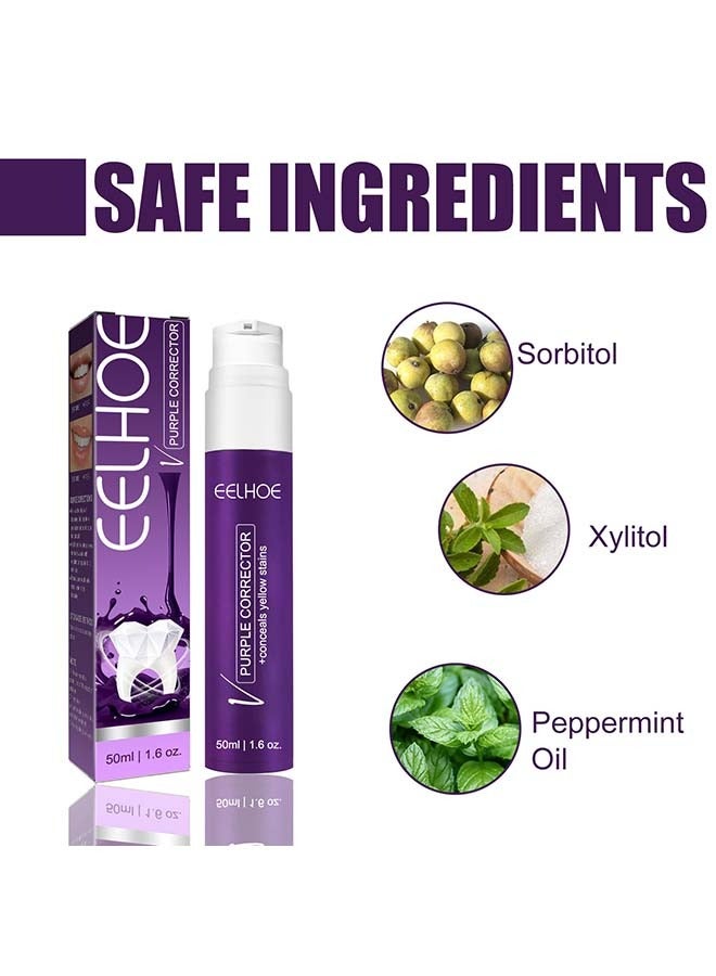EELHOE Color Corrector Toothpaste 50ml Color Corrector Toothpaste For Teeth Whitening Color Corrector For Correct Yellow Toothpaste For Teeth Cleaning Stain Yellow Teeth Cleaning - Image 5