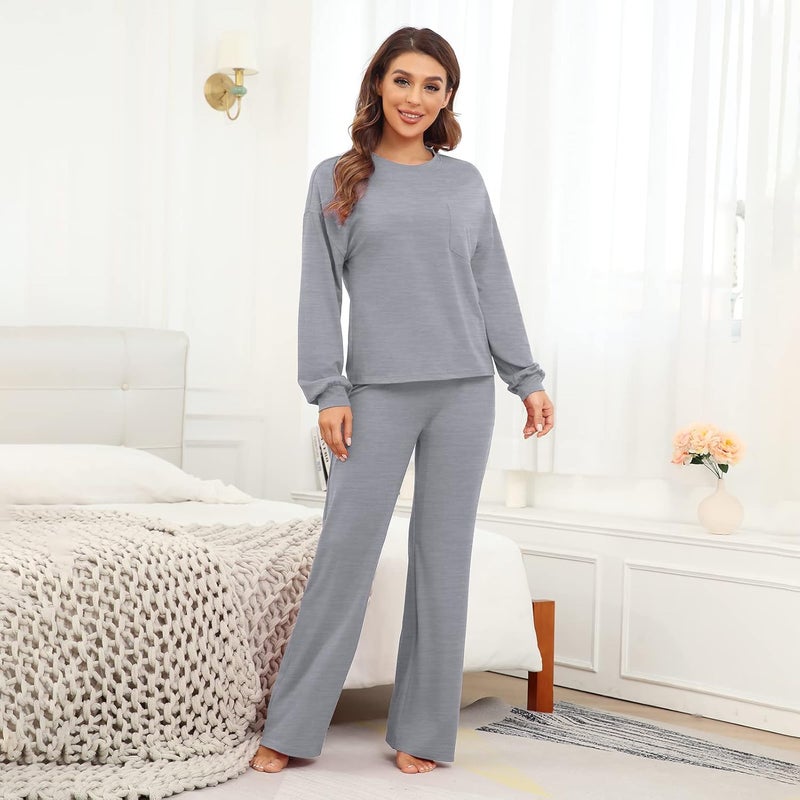 klarako Women's Pajama set Long sleeve soft Sleepwear Nightwear Loungewear PJ sets with Pocket - Image 5