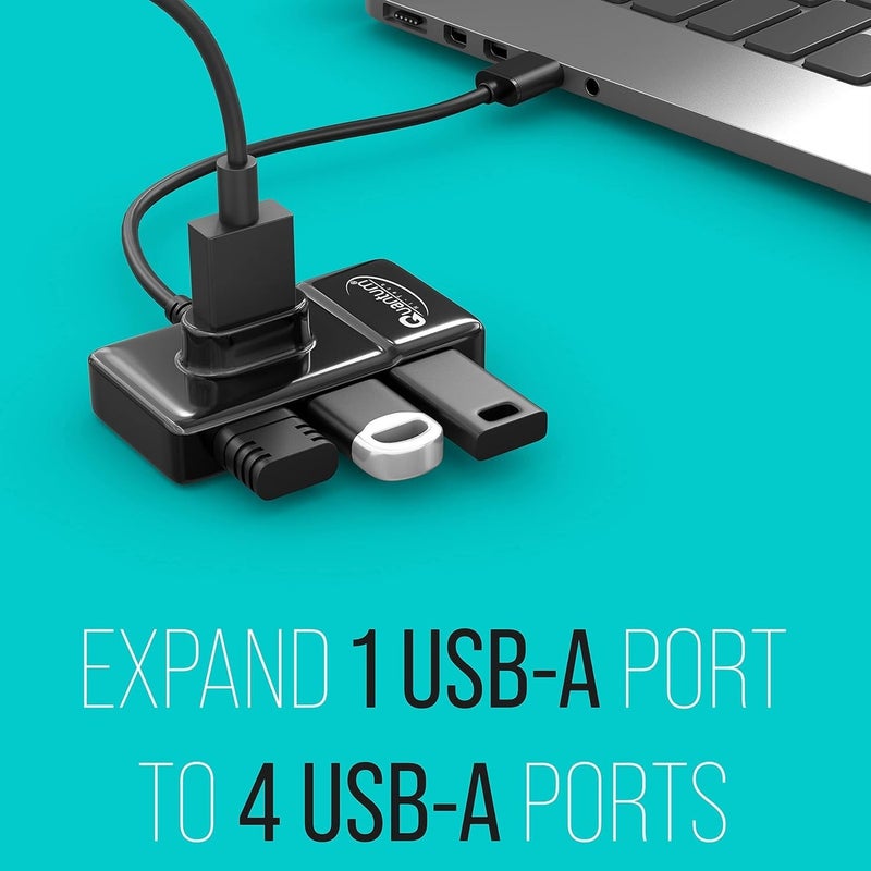 Quantum Renewed - 4 Port USB Hub 1 Port 3.0 & 3 Port 2.0 with High Speed Data Transfer  Plug Play Usage Compatible with Laptop PC and Other USB-A Devices Black - Image 4