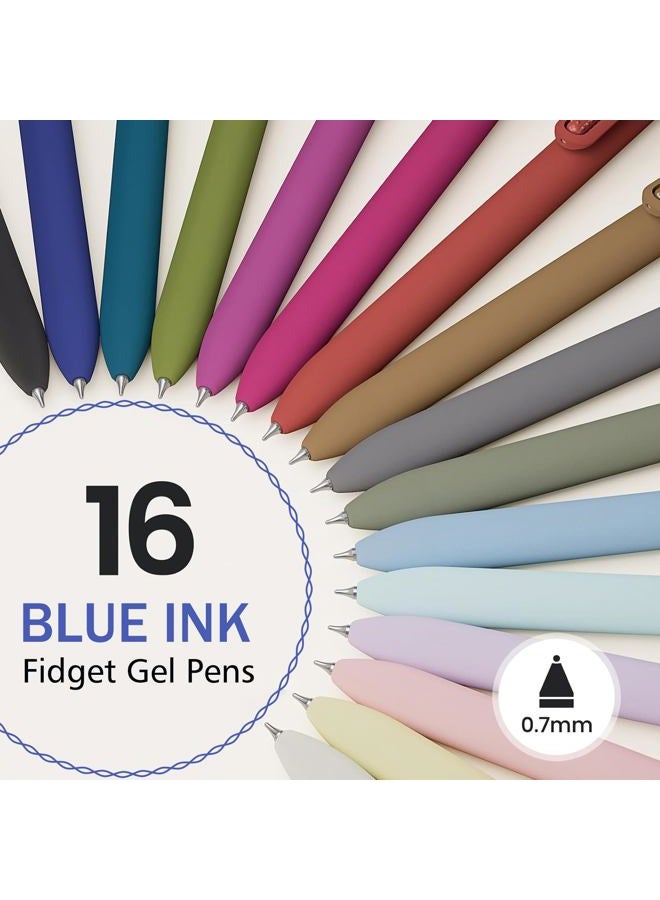 Jimmidda 8Pcs Blue Gel Pens - 0.7mm Blue Ink Pens Medium Point | Smooth Writing - Quick Drying Retractable Pen for Men Women (Vintage + Morandi - 16Pcs) - Image 2