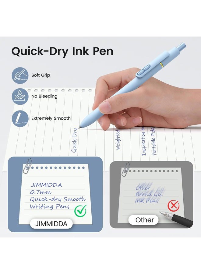 Jimmidda 8Pcs Blue Gel Pens - 0.7mm Blue Ink Pens Medium Point | Smooth Writing - Quick Drying Retractable Pen for Men Women (Vintage + Morandi - 16Pcs) - Image 5