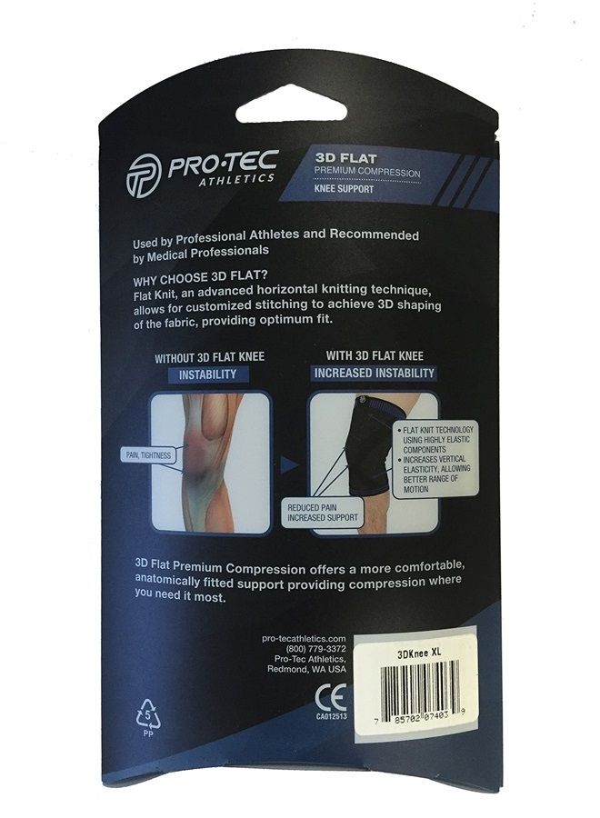 Athletics 3D Flat Premium Knee Sleeve, Black/Blue, Medium