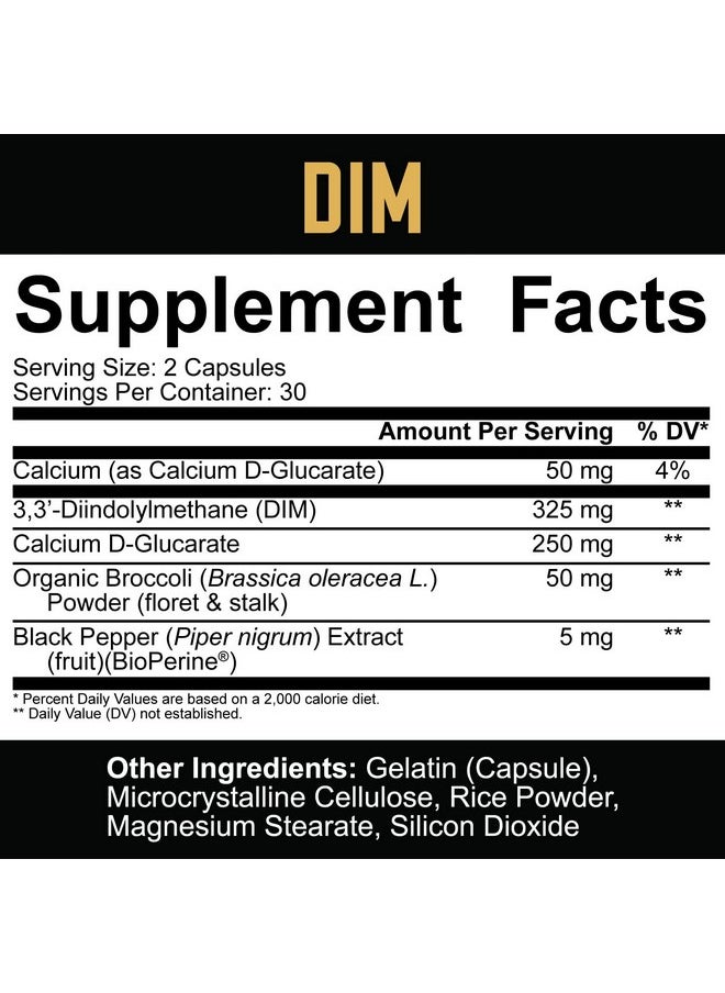 5% Nutrition Core Dim Supplement ; Estrogen Regulation Support For Men & Women ; Natural Diindolylmethane W/Calcium Dglucarate Organic Broccoli Powder + Bioperine (30 Servings / 60 Vegcaps)  - Image 3
