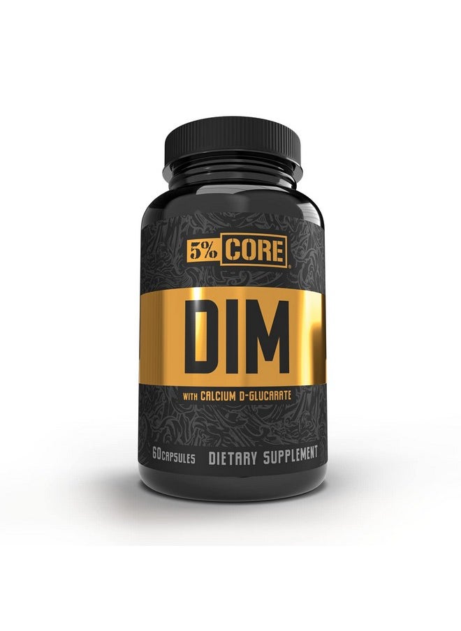 5% Nutrition Core Dim Supplement ; Estrogen Regulation Support For Men & Women ; Natural Diindolylmethane W/Calcium Dglucarate Organic Broccoli Powder + Bioperine (30 Servings / 60 Vegcaps)  - Image 1