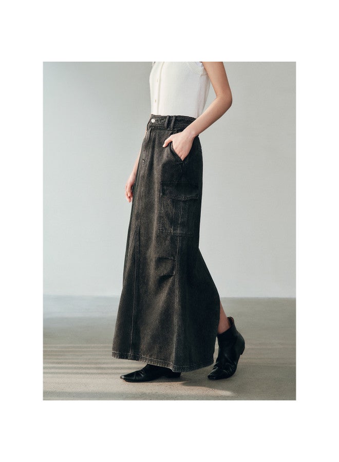 Waxbird Spring Washed Modern Retro Fashion Midi Skirt Casual - Image 3