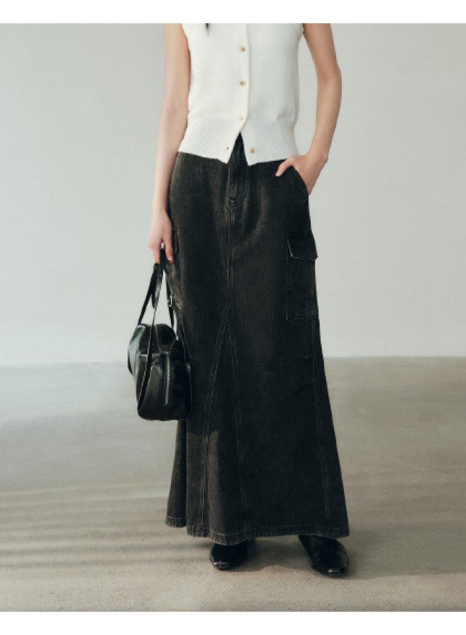 Waxbird Spring Washed Modern Retro Fashion Midi Skirt Casual - Image 1