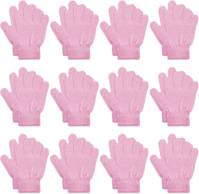 ONESING 3-24 Pairs Winter Knit Gloves for Kids - White Finger Gloves for Boys and Girls - Image 1