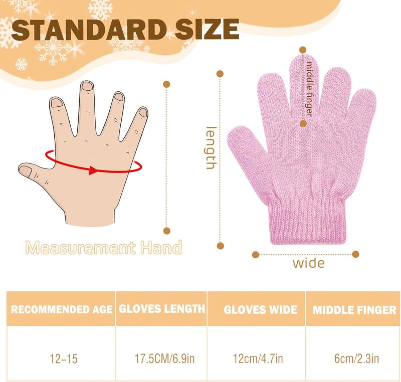ONESING 3-24 Pairs Winter Knit Gloves for Kids - White Finger Gloves for Boys and Girls - Image 3