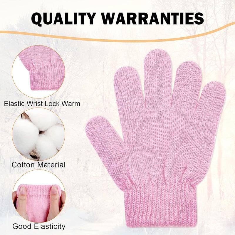ONESING 3-24 Pairs Winter Knit Gloves for Kids - White Finger Gloves for Boys and Girls - Image 2