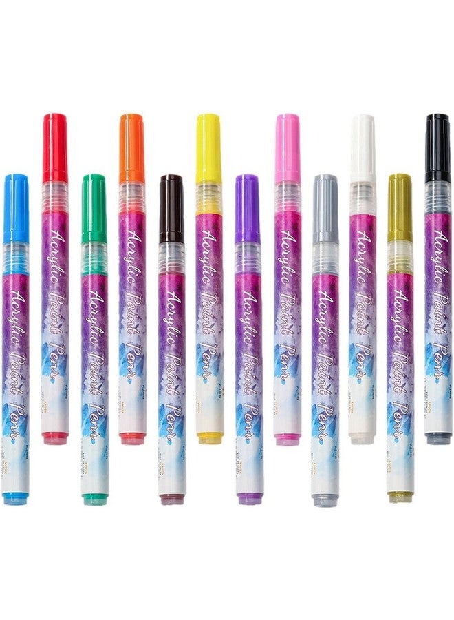 Ruby Face RUBYFACE 12 Colors Nail Art Pens, 3D Painted Drawing Nail Graffiti Pen, Liner Nail Point Quick Dry & Waterproof Nail Art DIY Painting Pen, Doting Flower Letter Abstract Lines Details Pen Nail Art Kit - Image 2