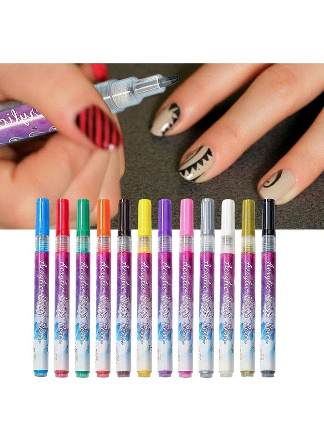 Ruby Face RUBYFACE 12 Colors Nail Art Pens, 3D Painted Drawing Nail Graffiti Pen, Liner Nail Point Quick Dry & Waterproof Nail Art DIY Painting Pen, Doting Flower Letter Abstract Lines Details Pen Nail Art Kit - Image 4