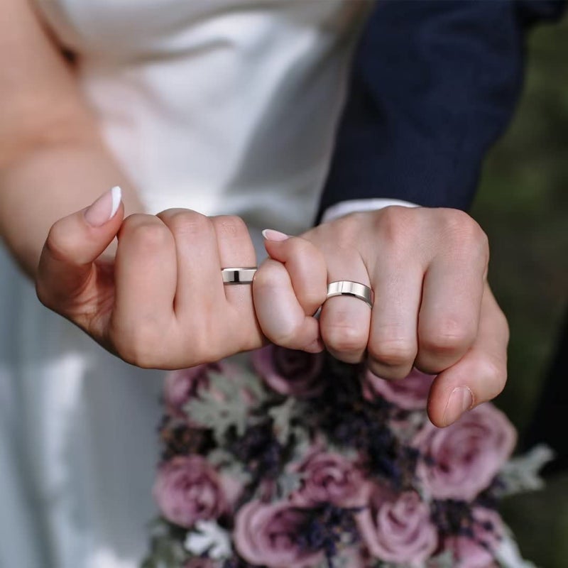 King Will 316L Stainless Steel Wedding Ring for Men Women- 6mm Width Sliver Wedding Band Laser I Love You High Polished Plain Beveled Edge Style Comfort Fit Size 5 - Image 4