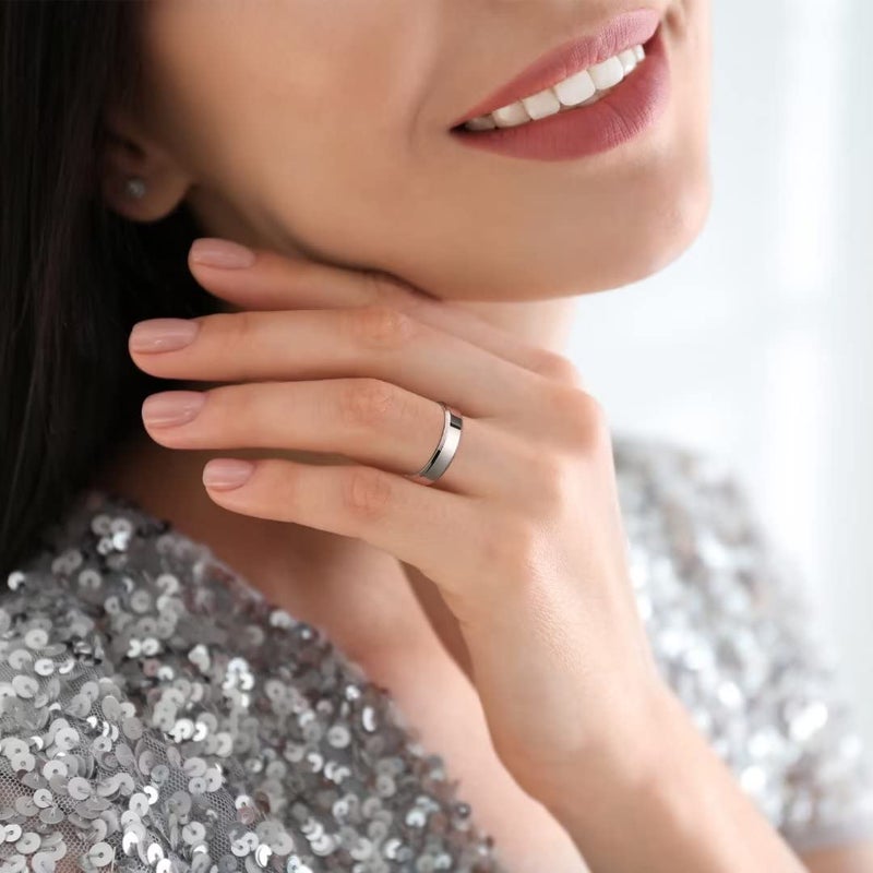 King Will 316L Stainless Steel Wedding Ring for Men Women- 6mm Width Sliver Wedding Band Laser I Love You High Polished Plain Beveled Edge Style Comfort Fit Size 5 - Image 5