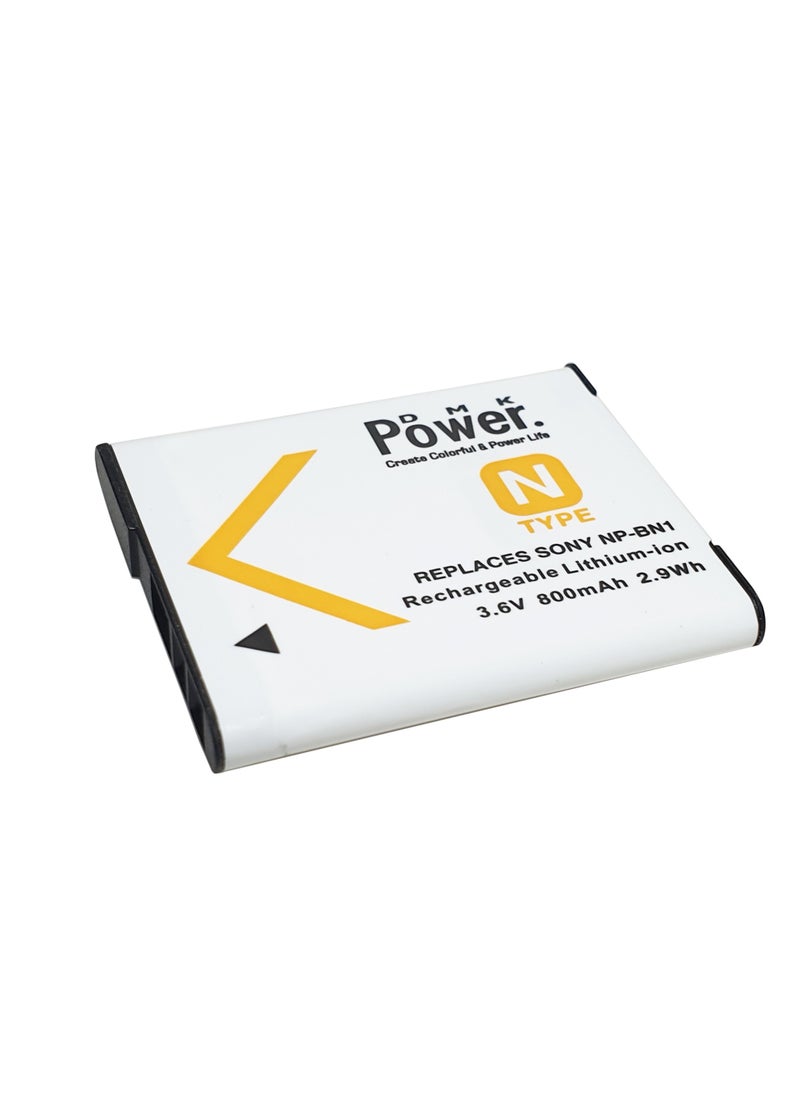 DMK Power - DMK Power NP-BN1 800mAh Battery Compatible with Sony DSC-QX10, DSC-QX30, DSC-QX100, DSC-TX100V, DSC-TX200V, DSC-W800, DSC-W810, DSC-W830, DSC-WX150, DSC-WX220 ect, - Image 1