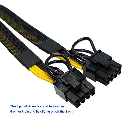 COMeap GPU Power Cable for Dell T3600 T3610 T5600 T5610 T5610 T7600 T7610 5810 T5810 T7810, 8 Pin PCIe to Dual 8 Pin(6+2) Male PCIe Power Adapter 13-inch(34cm) - Image 3