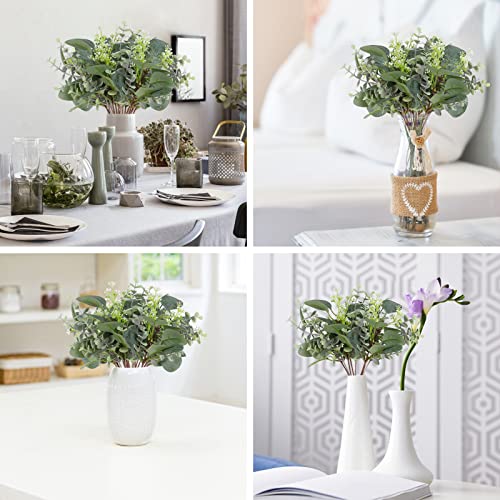 Yoratee Artificial Eucalyptus Stems 24PCS Mixed Eucalyptus Greenery Stems Silver Dollar Leaves with White Seeds Green Plants Wedding Bouquet Green Decor Flower Arrangement (Mixed Round Leaves) - Image 4