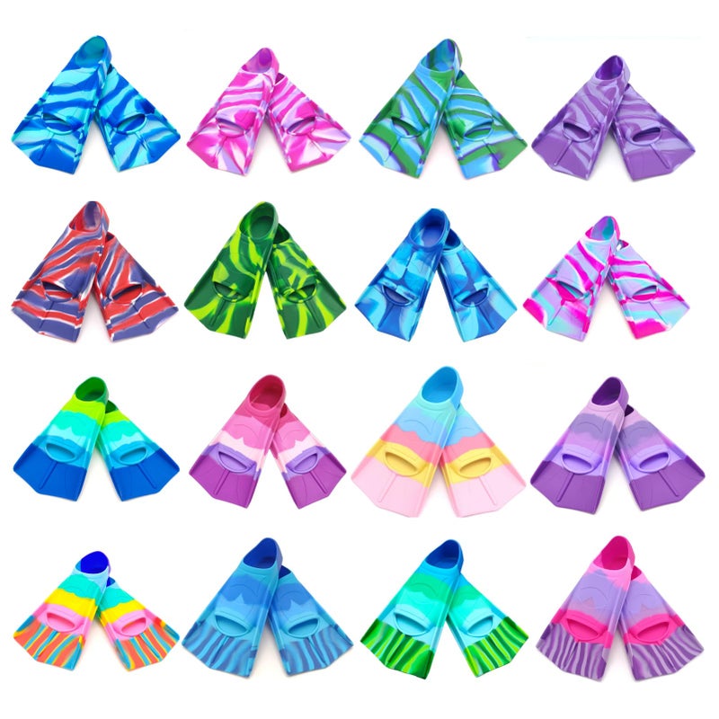 Gugmoy Kids Swim Fins,Comfortable Silicone Flippers for Swimming and Diving,Size Suitable Beginners Kids Girls Boys Adults (Small, Colorful-C) - Image 3