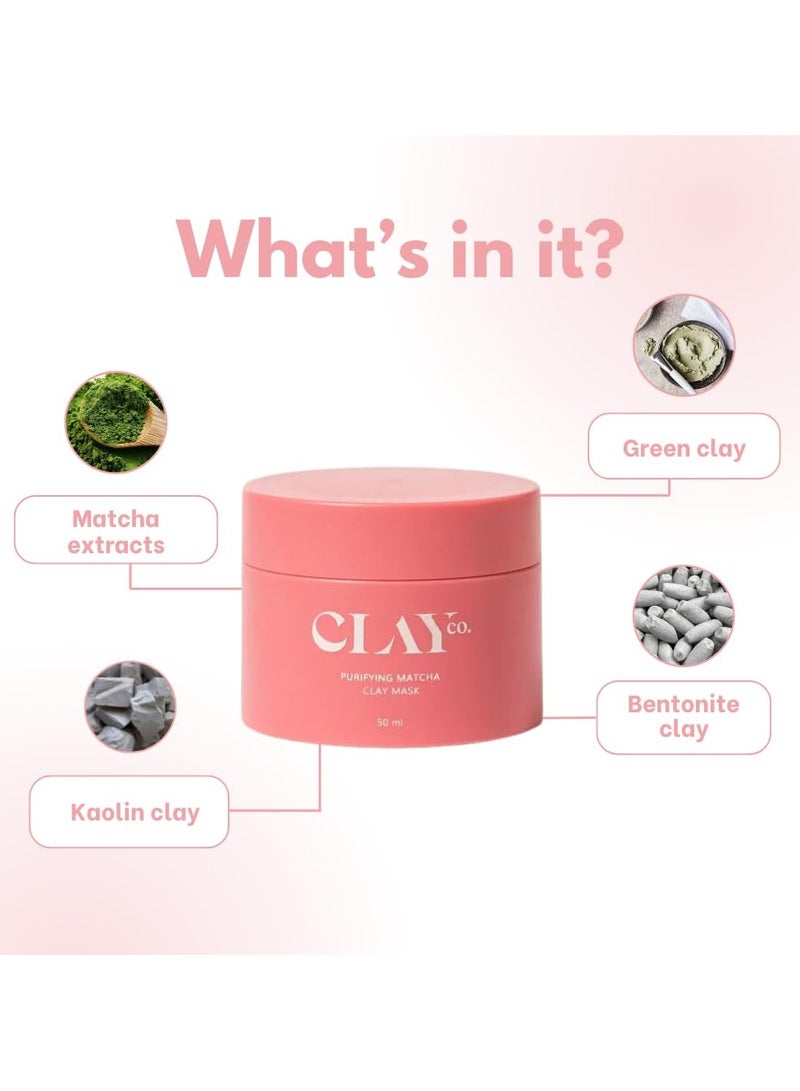 Clayco Matcha Detox Clay Mask | Deep Cleansing & Brightening | Green Tea & Collagen | Tan Removal & Dark Spot Reduction | Vegan Japanese Skincare | 50ml - Image 2