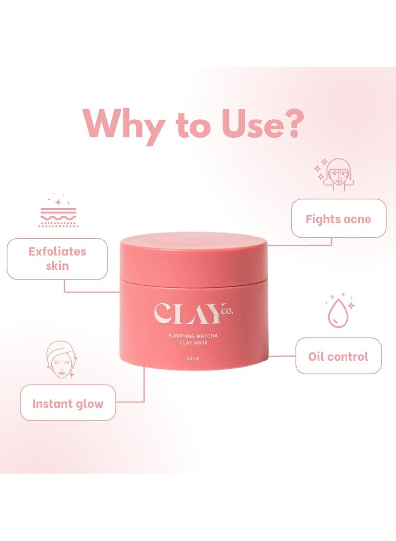 Clayco Matcha Detox Clay Mask | Deep Cleansing & Brightening | Green Tea & Collagen | Tan Removal & Dark Spot Reduction | Vegan Japanese Skincare | 50ml - Image 3
