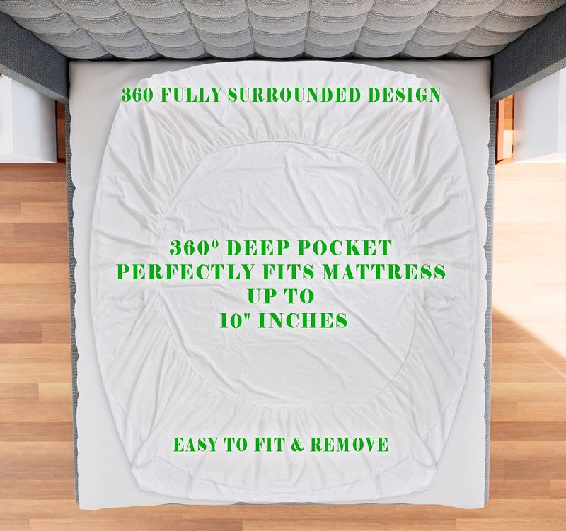 ACHIR Terry Cotton Ultra Soft Waterproof Mattress Protector/Bed Cover - 78"x60", Queen Size, Maroon - Image 2