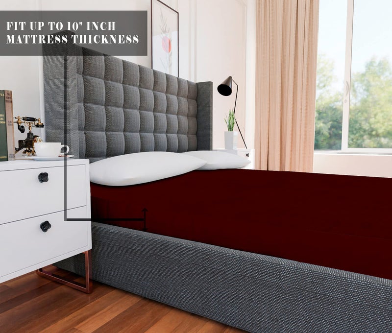 ACHIR Terry Cotton Ultra Soft Waterproof Mattress Protector/Bed Cover - 78"x60", Queen Size, Maroon - Image 4