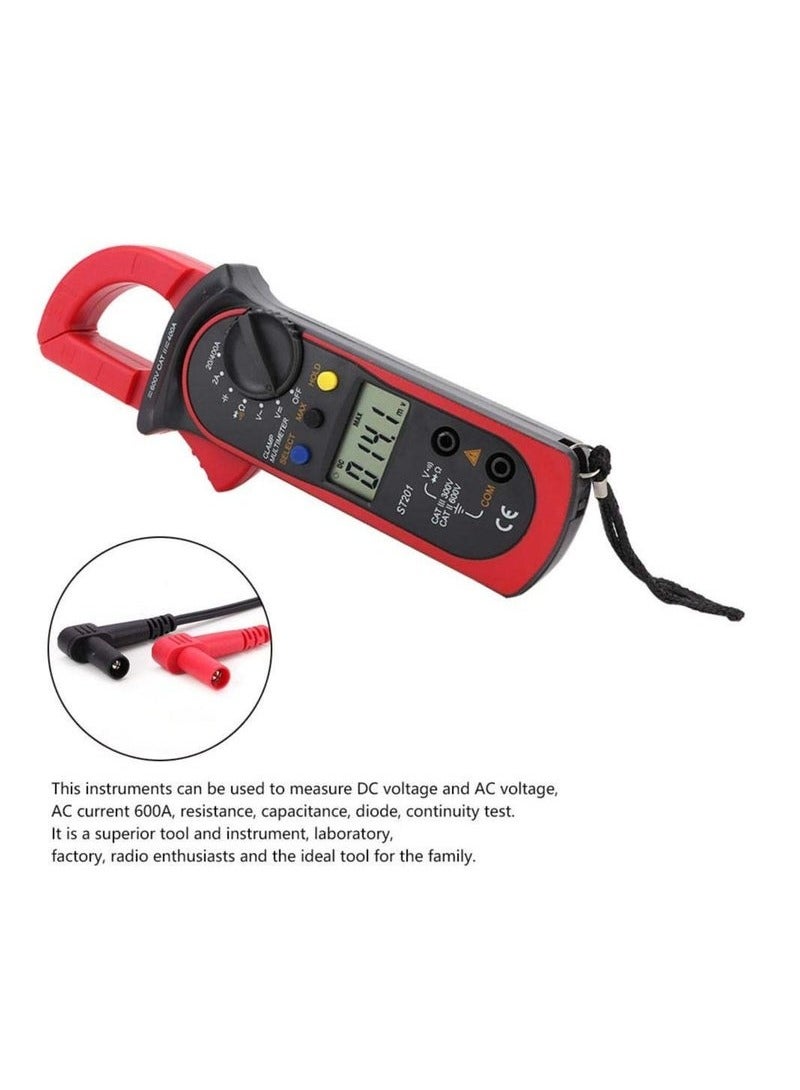 KIIUMI Digital Clamp Meter, ST200 4000 Counts Multimeter Voltage Tester Amp Meter, Measuring AC DC Voltage Current Resistance Capacitance Diodes Frequency Continuity (Red) - Image 4