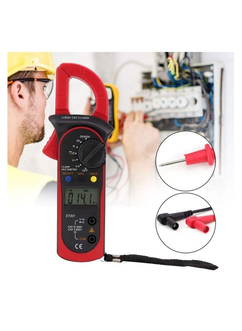 KIIUMI Digital Clamp Meter, ST200 4000 Counts Multimeter Voltage Tester Amp Meter, Measuring AC DC Voltage Current Resistance Capacitance Diodes Frequency Continuity (Red) - Image 5
