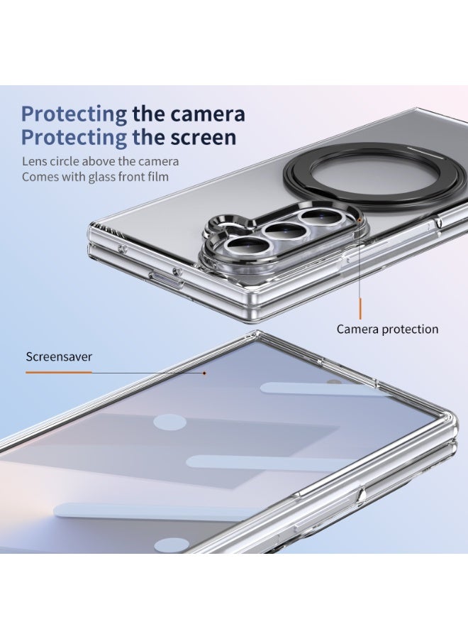Magnetic for Samsung Galaxy Z Fold 7 Case, with Screen Protector Rotating Kickstand, Wireless Charging, Black  - Image 4