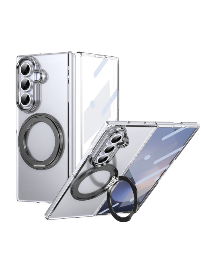 Magnetic for Samsung Galaxy Z Fold 7 Case, with Screen Protector Rotating Kickstand, Wireless Charging, Black  - Image 1