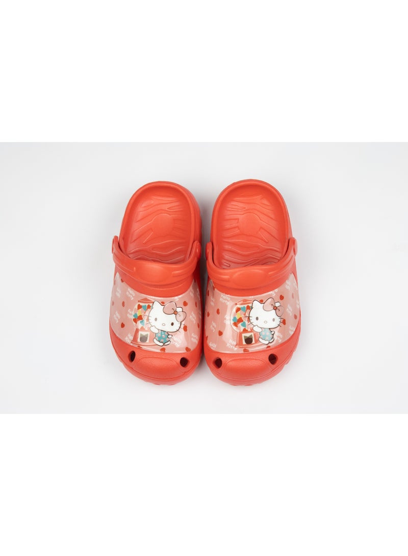 هالو كيتي قباقيب هالو كيتي للأطفال بمقاس مريح وتصميم ممتع، صندل خفيف الوزن ومريح سهل الارتداء - أحمر - Image 1