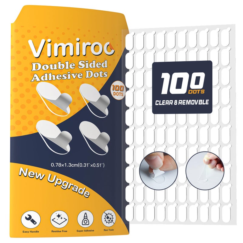 vimiroo 100Pcs Adhesive Glue Stick Dots Double Sided Sticky Tack Removable - Clear Museum Mounting Putty No Damage for Wall Decor, Figurine, Poster, No Trace Dots - Strong Adhesive Dots for Balloon & Crafts - Image 1