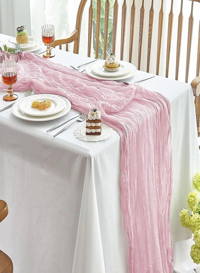Cheesecloth Table Runner 35x118 inch Boho Gauze Table Runner Cheese Cloth Table Runner Rustic Runner for Wedding Baby Bridal Shower Birthday Party Decorations - Image 1