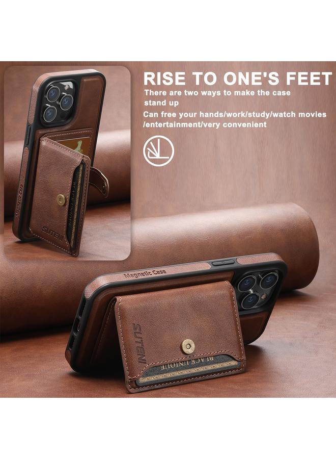Suteni Case For iPhone 14 Pro M1 Oil Wax MagSafe Detachable Horizontal Card Bag Phone Case - Image 5