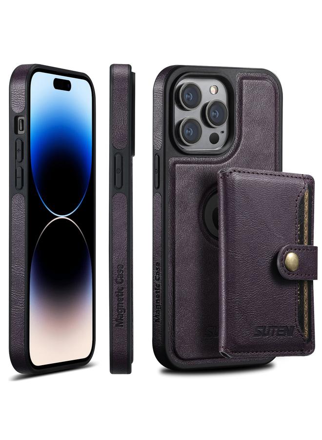 Suteni Case For iPhone 14 Pro M1 Oil Wax MagSafe Detachable Horizontal Card Bag Phone Case - Image 1