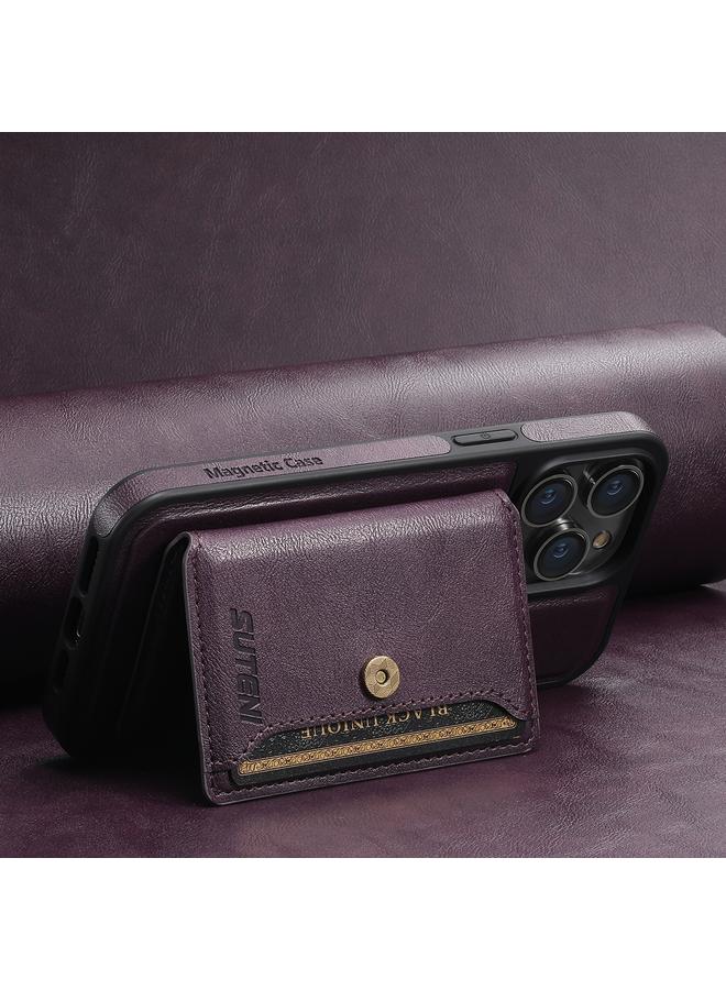 Suteni Case For iPhone 14 Pro M1 Oil Wax MagSafe Detachable Horizontal Card Bag Phone Case - Image 2